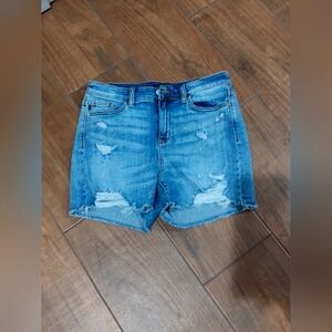 Judy Blue Shorts Women Large Paint Splatter Confetti Blue Denim Cutoff